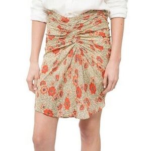 Floral Poppy Print Ruched Skirt